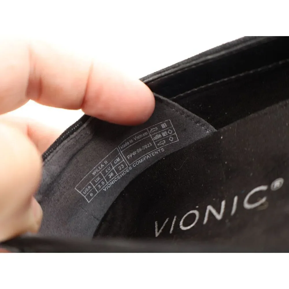 Vionic Willa Slip-on Flat Fabric Comfort Loafers Slip On Orthotic Size 6 Black